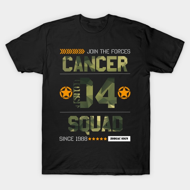 Zodiac Majesty Cancer Squad Camo T-Shirt by ZodiacMajesty